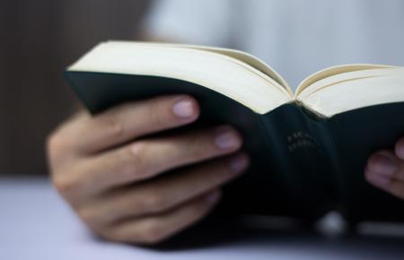 Person reading a Bible 