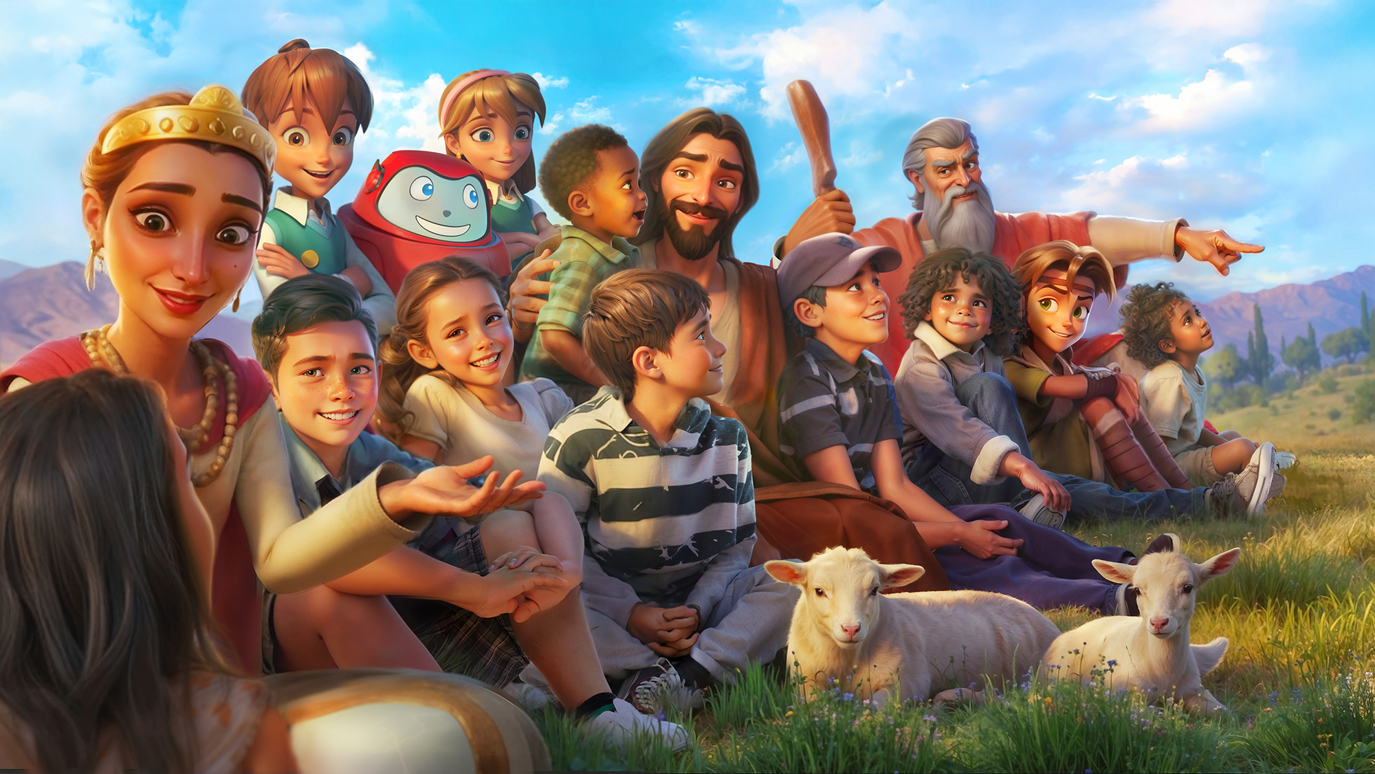 Superbook Bible Characters with Children