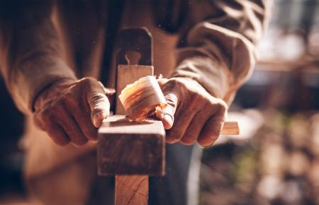 A carpenter doing carpentry 